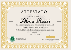 FIORI DI BACH ATTESTATO GIUSTO